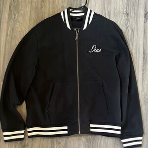 Deus Ex Machina Black Bomber Jacket with White Trim